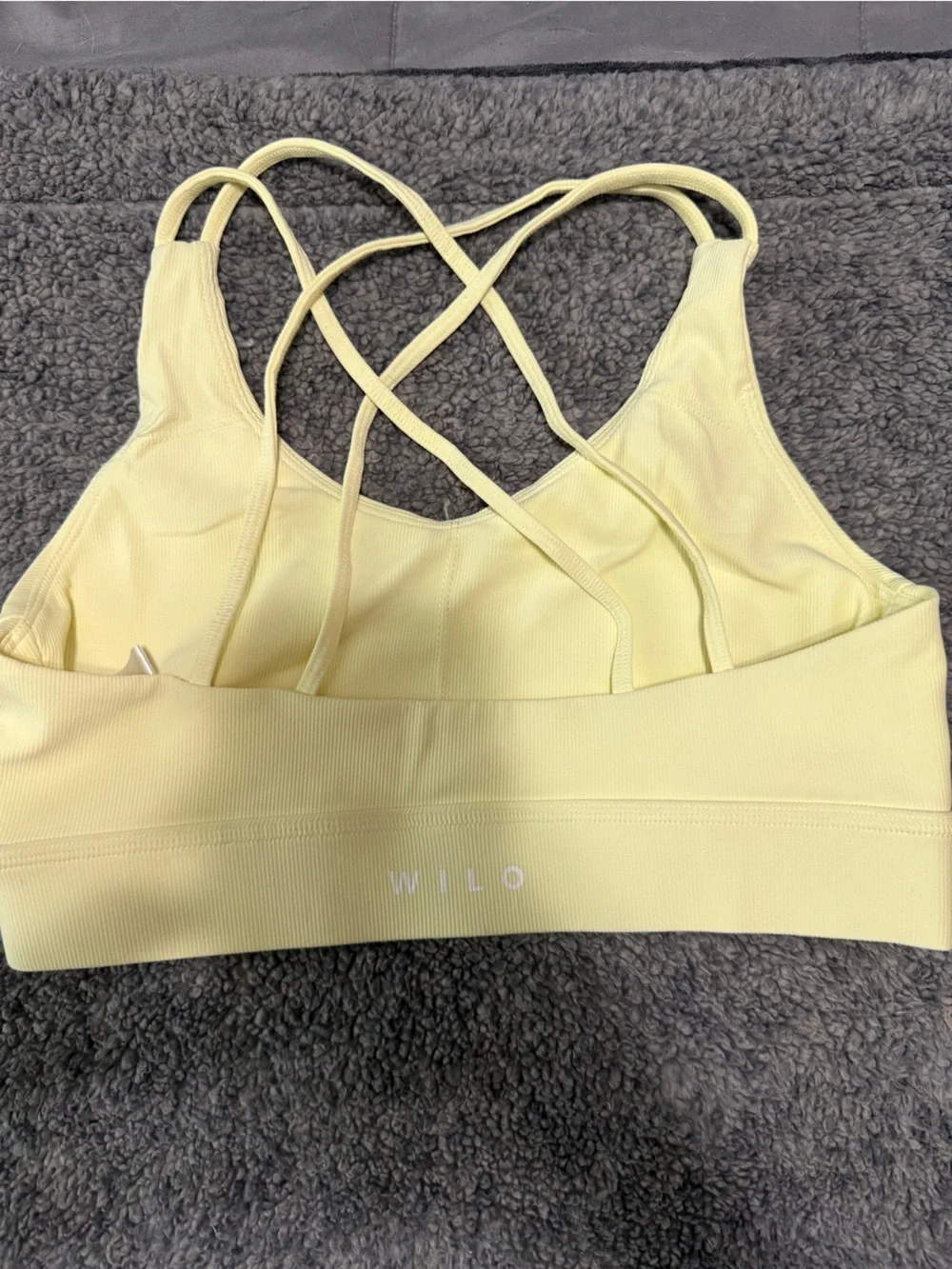 Light Yellow Strappy Sports Bralette with Crisscross Back